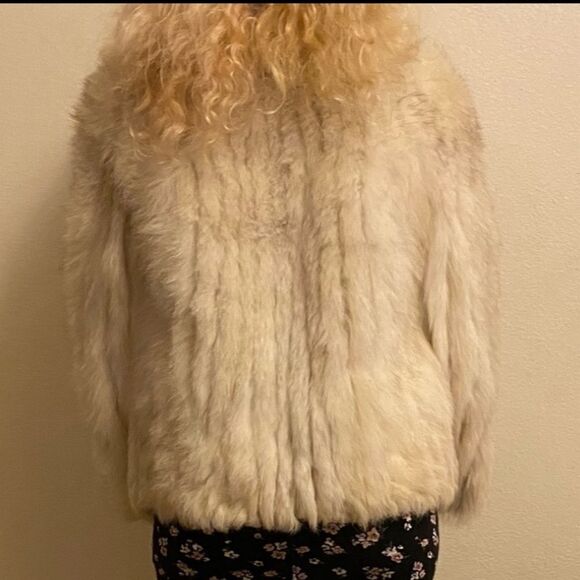 🍄 SAGA FOX Blue Fox Genuine Fur Cream/White Colored Coat - Picture 4 of 12